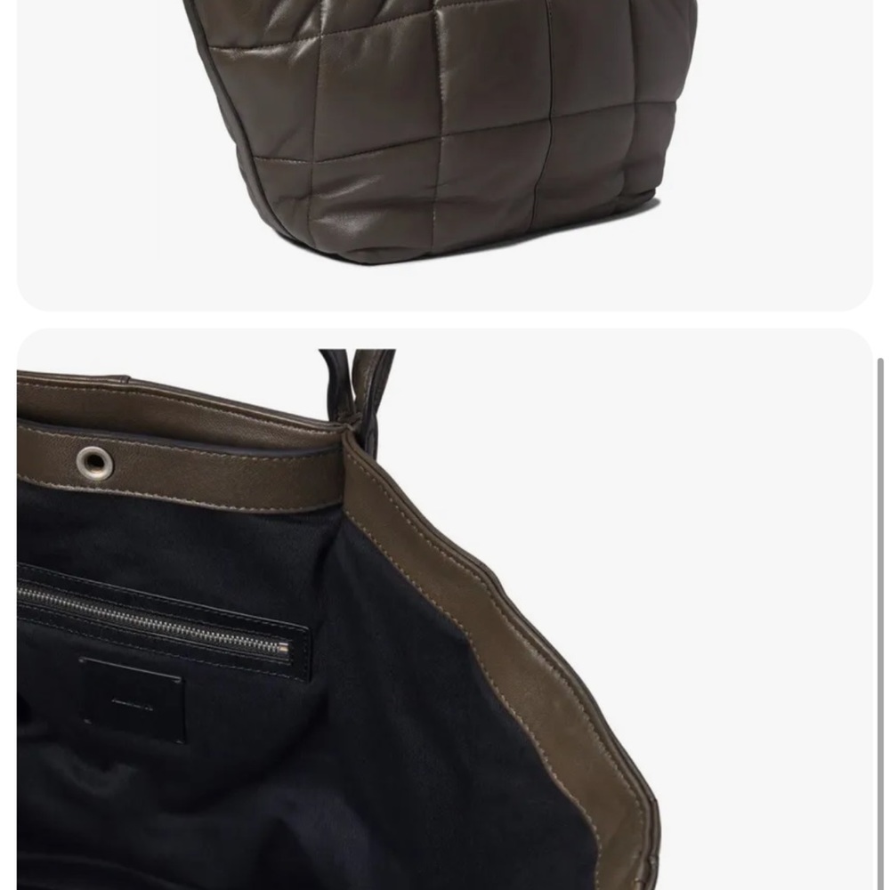 All Saints Nadaline Quilted Leather Tote Bag Olive Green Org. 369.00 - Picture 3 of 3